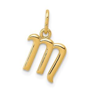 14k Yellow Gold, Claire Collection Mini Lower Case Initial M Charm